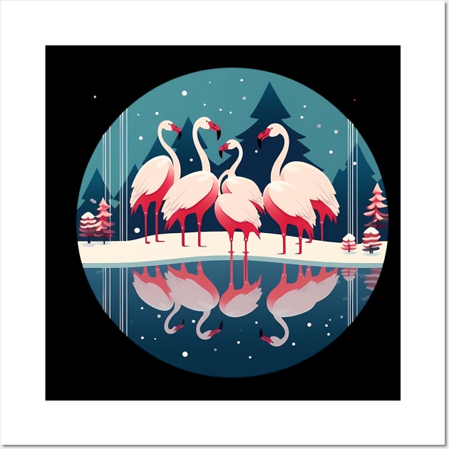Flamingo Flock Sunset, Love Flamingos Wall Art by dukito